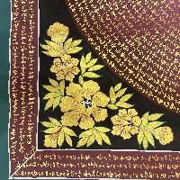 Buddhist Handmade Thangka Of Yellow Jambhala Thangka, [red, Black And Gold], Lama`s Art