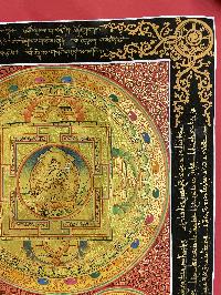 Buddhist Handmade Thangka Of Mandala Thangka, [red, Black And Gold], Lama`s Art