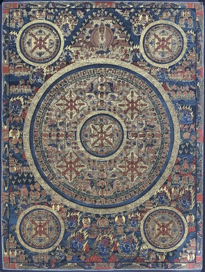 Buddhist Handmade Thangka Of Pancha Mandala Thangka