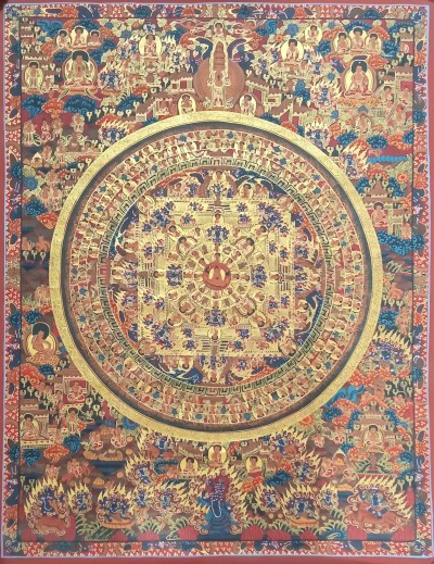 Buddhist Handmade Thangka Of Buddha Mandala Thangka