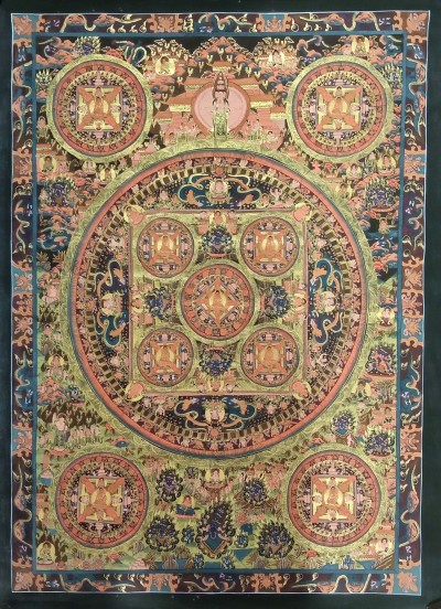 Buddhist Handmade Thangka Of Ten Mandala Thangka