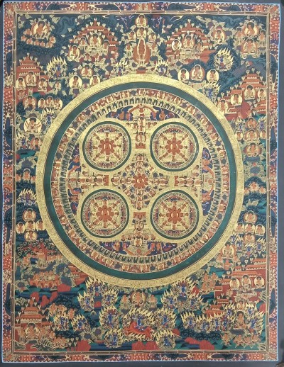 Buddhist Handmade Thangka Of Pancha Mandala Thangka