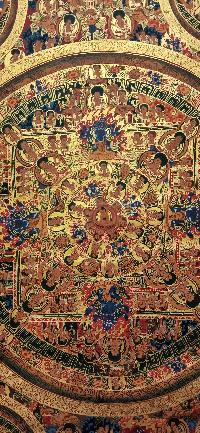 Buddhist Handmade Thangka Of Pancha Buddha Mandala Thangka