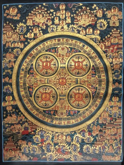 Buddhist Handmade Thangka Of Pancha Mandala Thangka