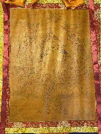 Buddhist Thangka Of Padmasambhava Thangka, [with Brocade And Oil Painting], Lama`s Art