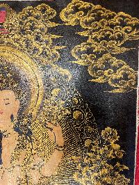 Buddhist Thangka Of Avalokitesvara Thangka, [with Brocade], Lama`s Art