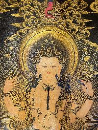 Buddhist Thangka Of Avalokitesvara Thangka, [with Brocade], Lama`s Art