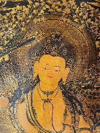 Buddhist Thangka Of Manjushree Thangka, [with Brocade], Lama`s Art