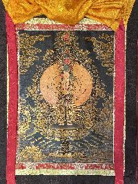 Buddhist Thangka Of Sahasrabhuja Avalokitesvara Thangka, [with Brocade], Lama`s Art