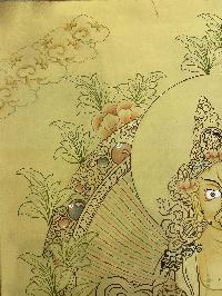 Buddhist Thangka Of Jambhala Thangka, [with Brocade], Lama`s Art