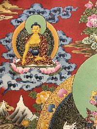 Buddhist Thangka Of Chenrezig Thangka, [with Brocade], Lama`s Art