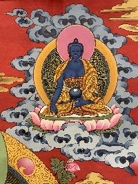 Buddhist Thangka Of Chenrezig Thangka, [with Brocade], Lama`s Art