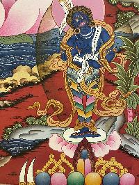 Buddhist Thangka Of Chenrezig Thangka, [with Brocade], Lama`s Art