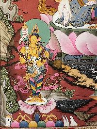 Buddhist Thangka Of White Tara Thangka, [with Brocade], Lama`s Art