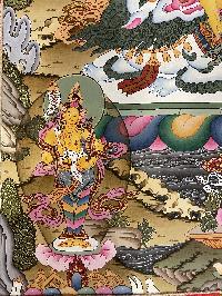 Buddhist Thangka Of Jambala Thangka, [with Brocade], Lama`s Art