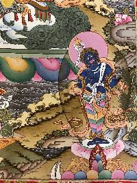 Buddhist Thangka Of Jambala Thangka, [with Brocade], Lama`s Art