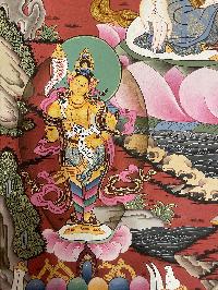 Buddhist Thangka Of White Tara Thangka, [with Brocade], Lama`s Art