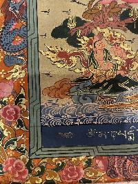 Buddhist Thangka Of Wheel Of Life With Brocade Thangka, Lama`s Art