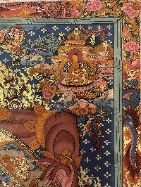 Buddhist Thangka Of Wheel Of Life With Brocade Thangka, Lama`s Art