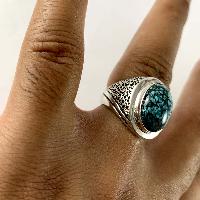 Designer Silver Jewellery With Tourquise Solid Gap Stone Rings