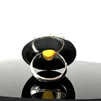 Designer Silver Jewellery With Amber Circle Plate Stone Rings