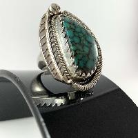 Designer Silver Jewellery With Turquoise Wire And Leaf Stone Rings