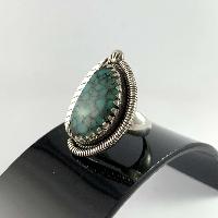 Designer Silver Jewellery With Turquoise Wire And Leaf Stone Rings