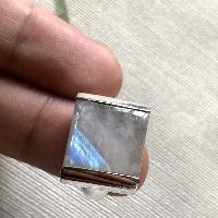 Designer Silver Jewellery With Rainbow Moonstone Side Setting Stone Rings