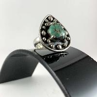 Designer Silver Jewellery With Turquoise Pear Shaped Stone Rings