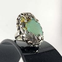 Designer Silver Jewellery With Turquoise Leaf And Flower Stone Rings