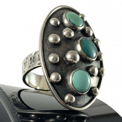 Designer Silver Jewellery With Turquoise Bubble Stone Rings