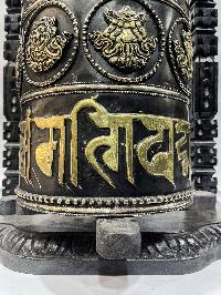 Wall Prayer Wheel Big Size With Mantra Inside, [oxidized With Carved Mantra, Ashtamangala], Wall Mountable