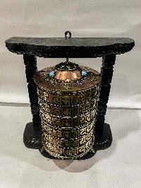 Wall Prayer Wheel Big Size With Mantra Inside, [stone Setting With Carved Mantra], Wall Mountable