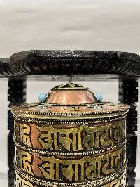 Wall Prayer Wheel Big Size With Mantra Inside, [stone Setting With Carved Mantra], Wall Mountable