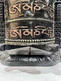 Wall Prayer Wheel Big Size With Mantra Inside, [oxidized With Carved Mantra], Wall Mountable