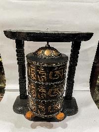 Wall Prayer Wheel Big Size With Mantra Inside, [oxidized With Carved Mantra], Wall Mountable