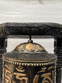 Wall Prayer Wheel Big Size With Mantra Inside, [oxidized With Carved Mantra], Wall Mountable