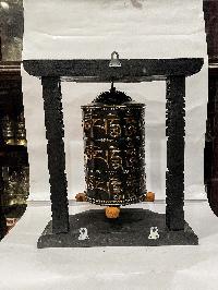 Wall Prayer Wheel Big Size With Mantra Inside, [oxidized With Carved Mantra], Wall Mountable