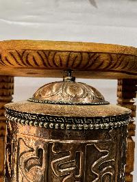 Wall Prayer Wheel Big Size With Mantra Inside, [ashtamangala With Carved Mantra], Wall Mountable