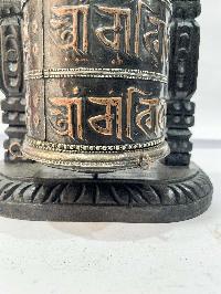 Wall Prayer Wheel With Mantra Inside, [oxidized With Carved Mantra], Wall Mountable