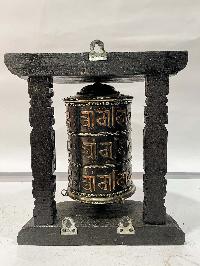 Wall Prayer Wheel With Mantra Inside, [oxidized With Carved Mantra], Wall Mountable