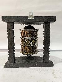 Wall Prayer Wheel With Mantra Inside, [oxidized, With Carved Mantra, Ashtamangala], Wall Mountable