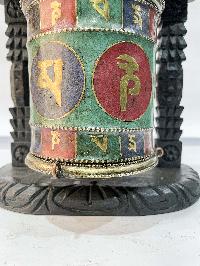 Wall Prayer Wheel With Mantra Inside, [with Carved Mantra]