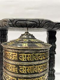 Wall Prayer Wheel With Mantra Inside, [oxidized, With Carved Mantra]