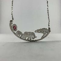 Designer Silver Necklace Of Jungle Walk By Elephant