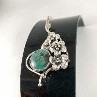 Designer Silver Turquoise Covered By Flowers Pendants