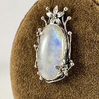 Designer Silver Of Rainbow Moonstone Flower And Petal Pendants