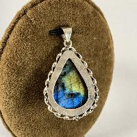 Designer Silver Of Labradorite Flower And Leaf Pendants