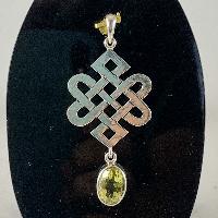 Designer Silver Of Lemon Quartz Tibetan Eternity Pendants