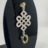 Designer Silver Of Lemon Quartz Tibetan Eternity Pendants